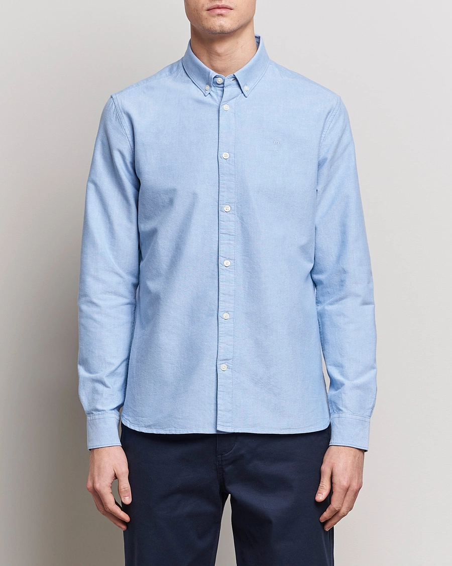 Mies |  | KnowledgeCotton Apparel | Harald Small Owl Regular Oxford Shirt Lapis Blue