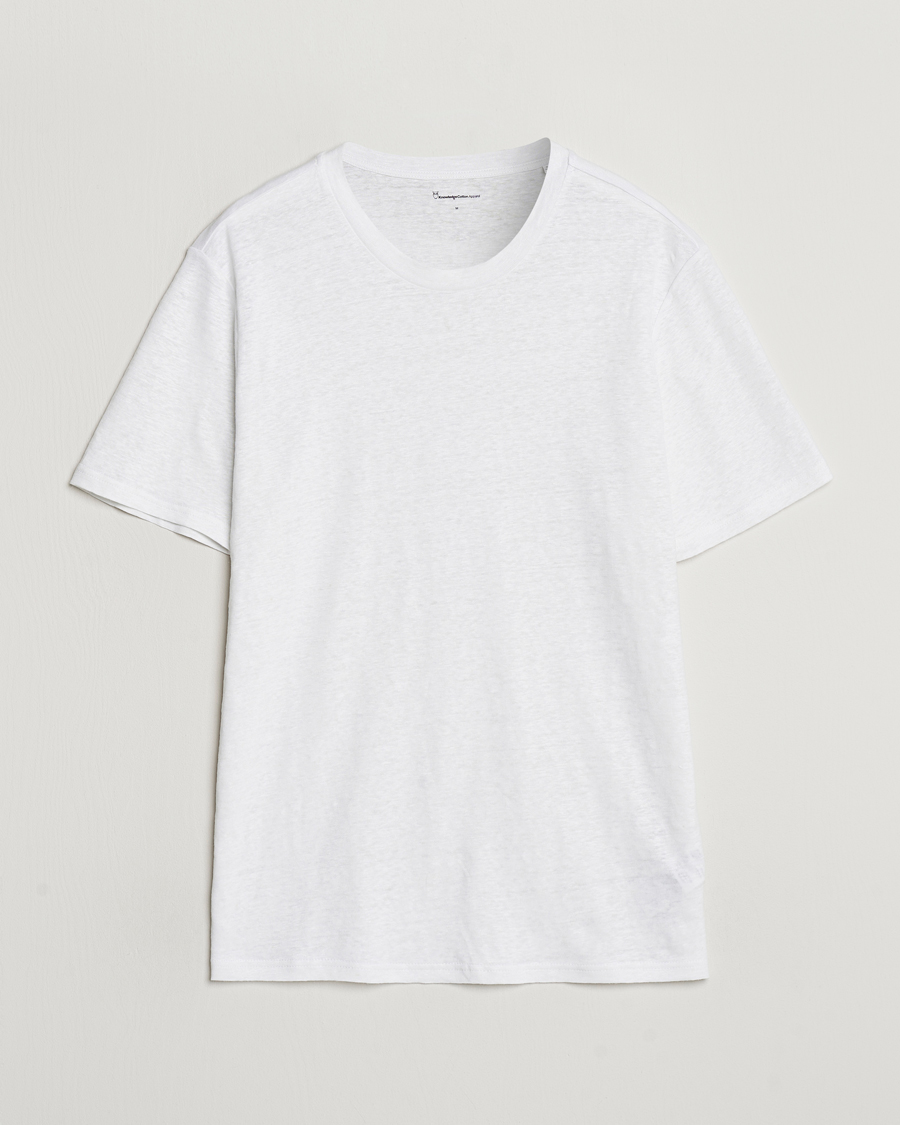 Mies | T-paidat | KnowledgeCotton Apparel | Organic Linen T-Shirt Bright White