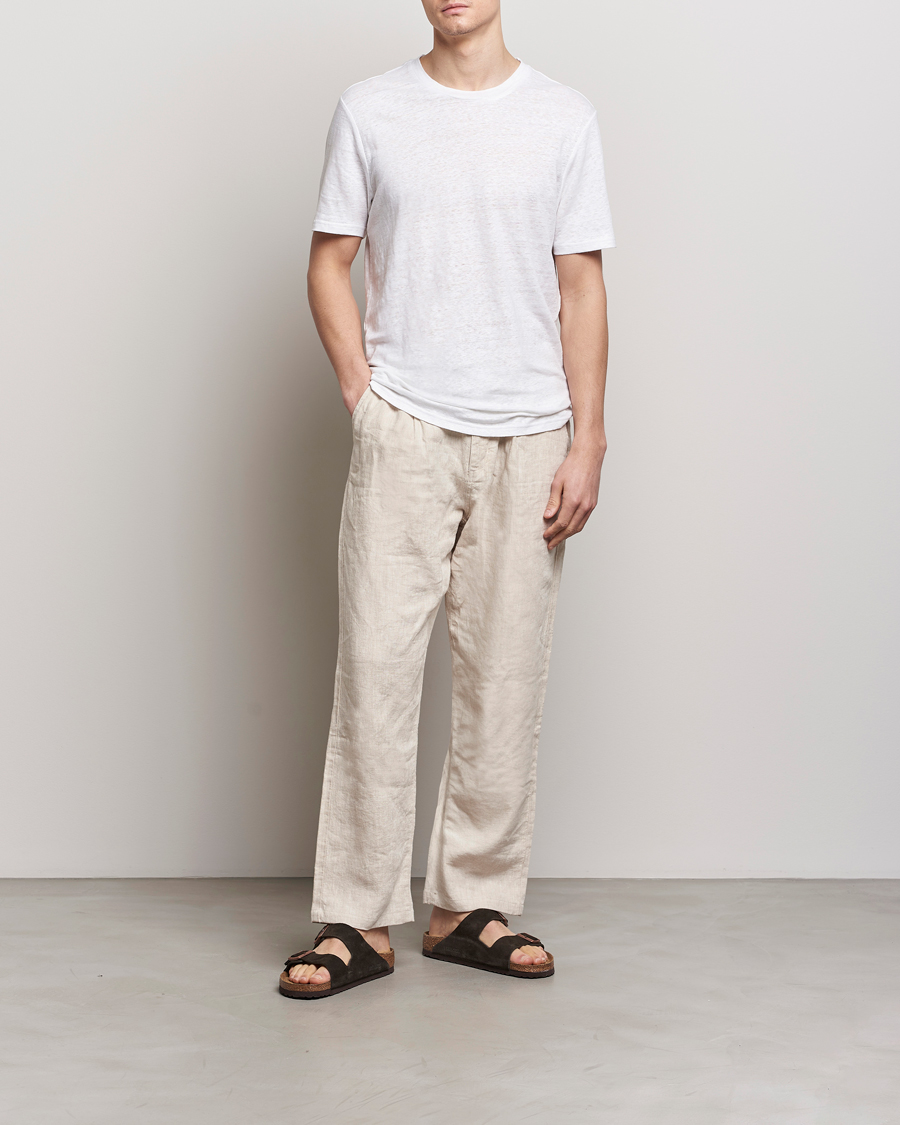 Mies | T-paidat | KnowledgeCotton Apparel | Organic Linen T-Shirt Bright White