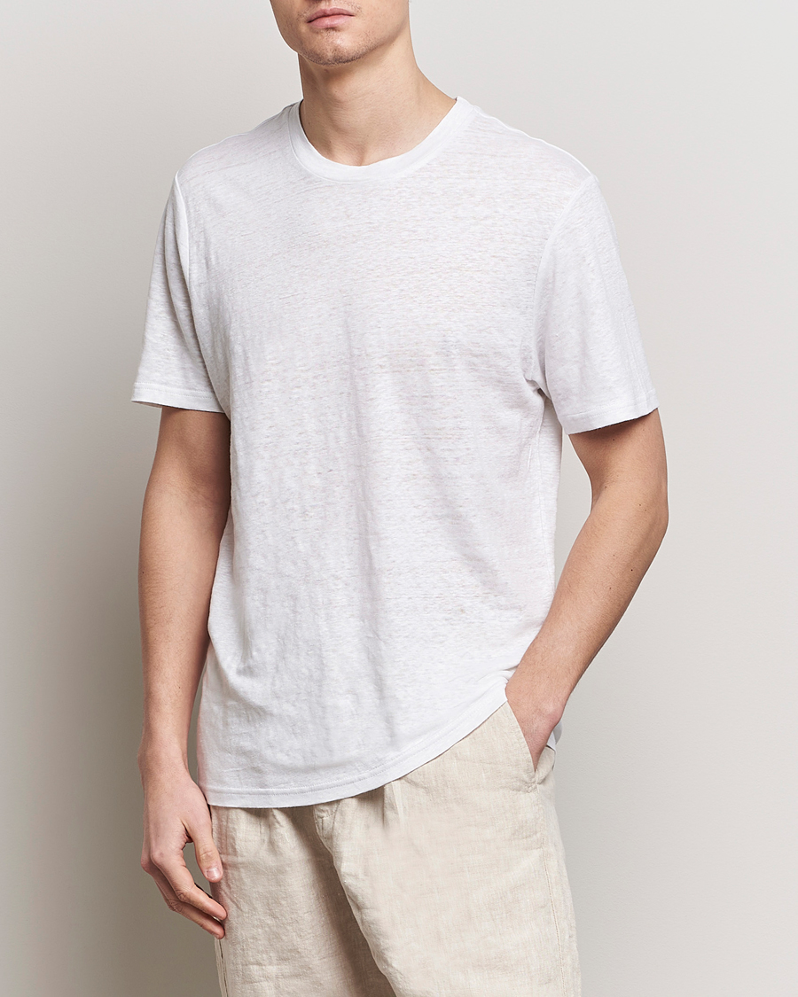 Mies | T-paidat | KnowledgeCotton Apparel | Organic Linen T-Shirt Bright White