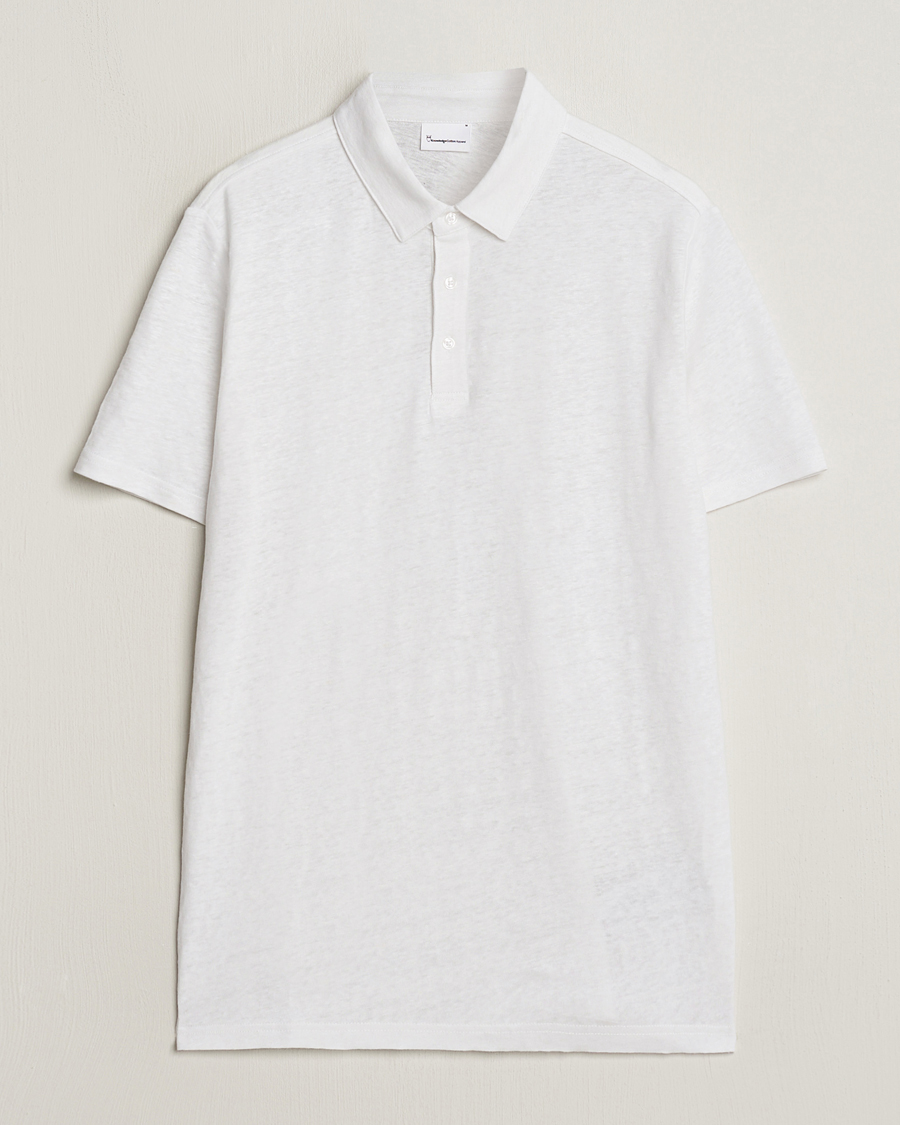 Mies | Pikeet | KnowledgeCotton Apparel | Regular Linen Polo Bright White