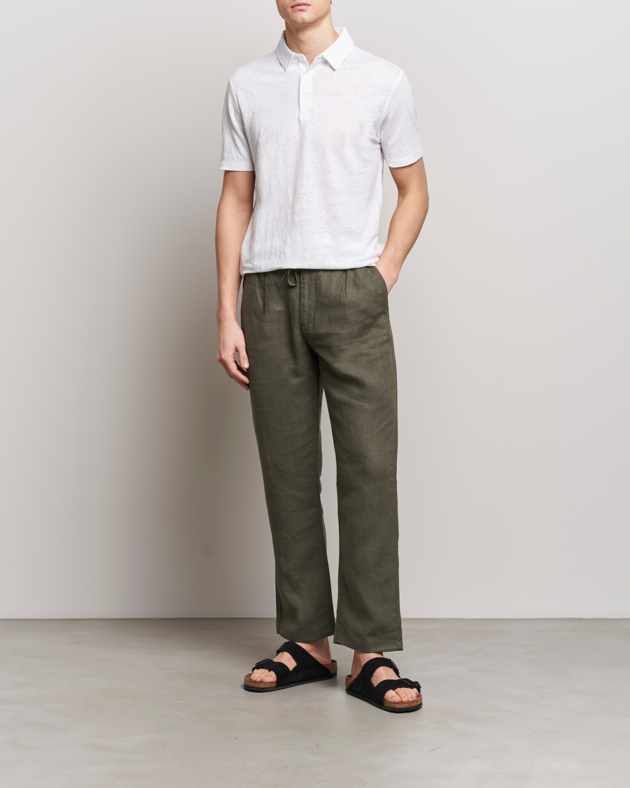 Mies | Pikeet | KnowledgeCotton Apparel | Regular Linen Polo Bright White