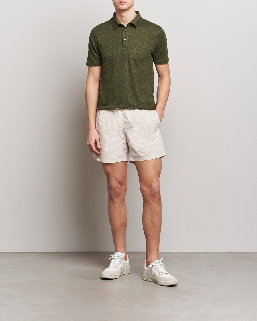 Mies | Pikeet | KnowledgeCotton Apparel | Regular Linen Polo Forest Night
