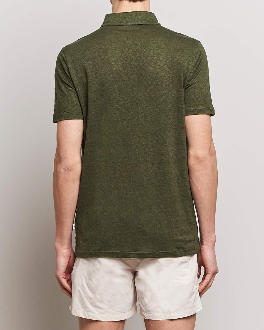 Mies | Pikeet | KnowledgeCotton Apparel | Regular Linen Polo Forest Night