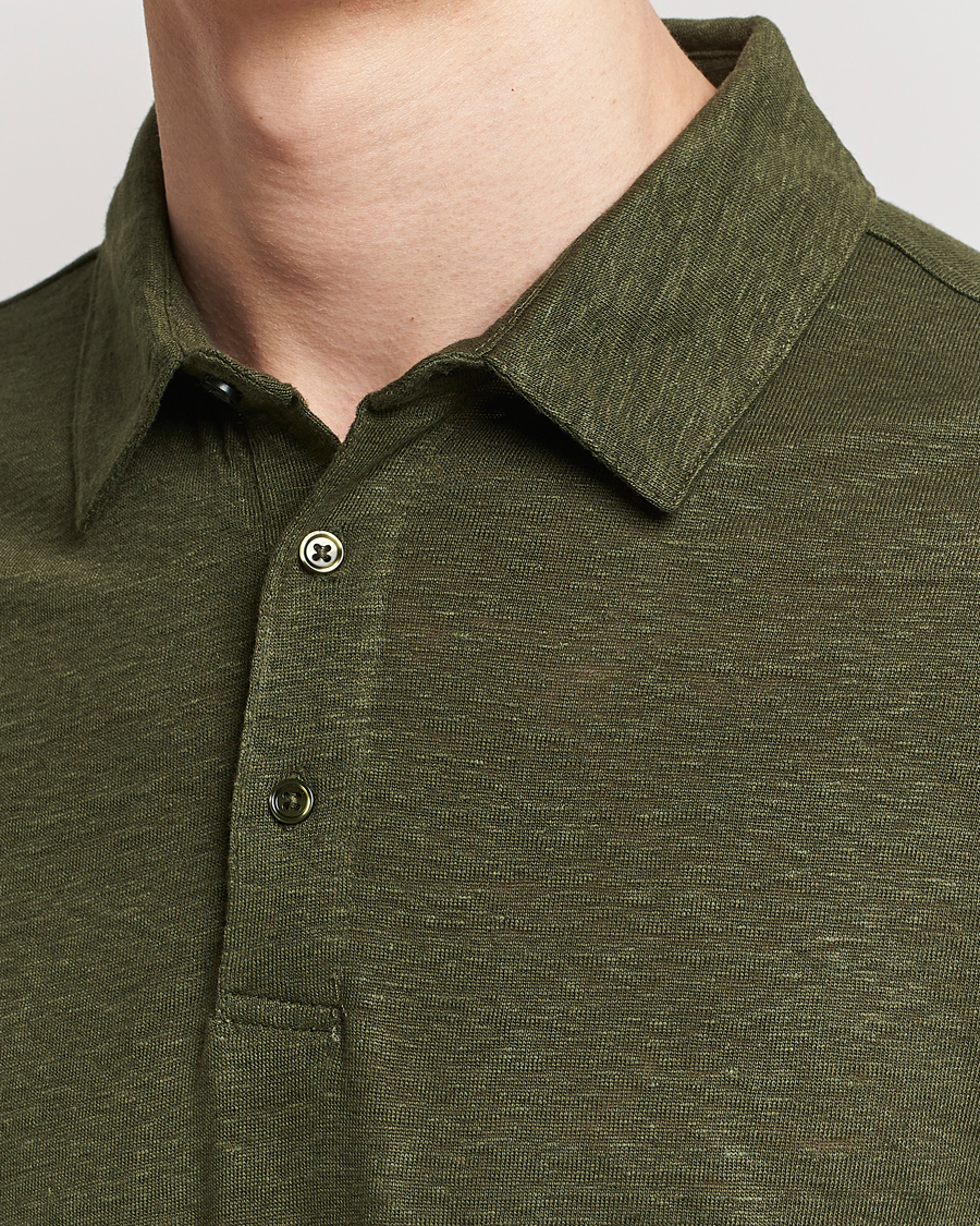 Mies | Pikeet | KnowledgeCotton Apparel | Regular Linen Polo Forest Night