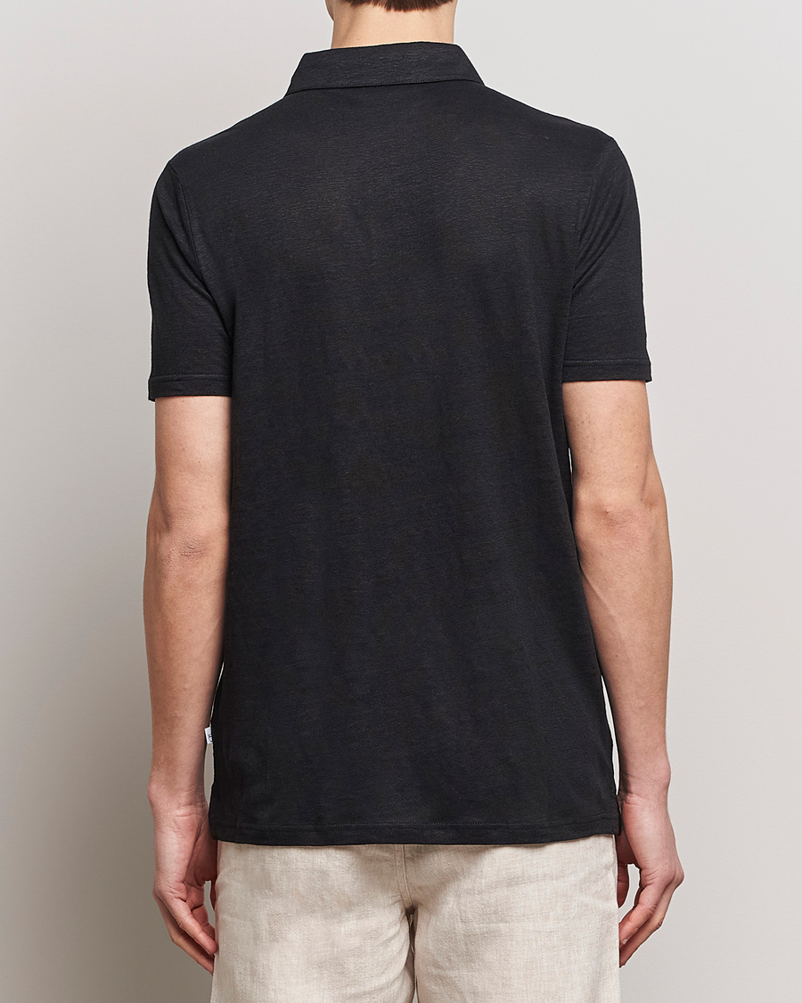 Mies | Pikeet | KnowledgeCotton Apparel | Regular Linen Polo Black