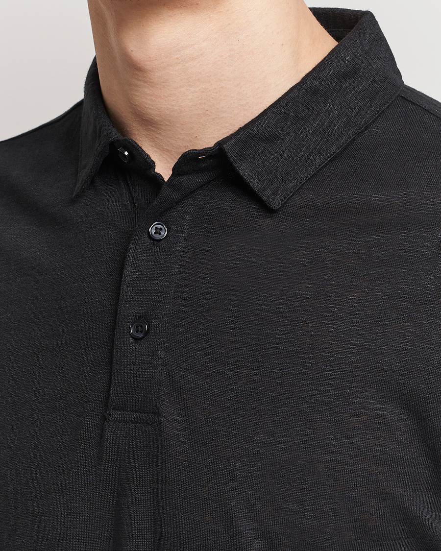 Mies | Pikeet | KnowledgeCotton Apparel | Regular Linen Polo Black