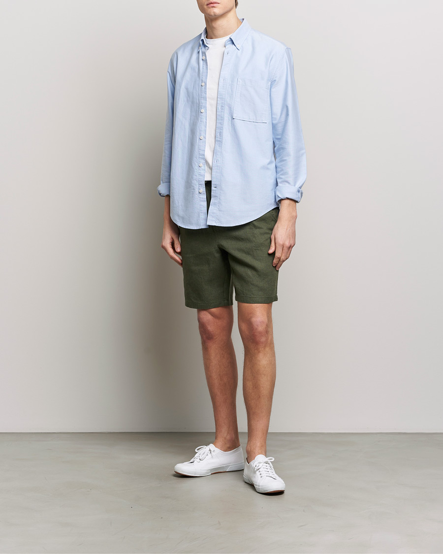 Mies | Shortsit | KnowledgeCotton Apparel | Loose Linen Shorts Burnt Olive