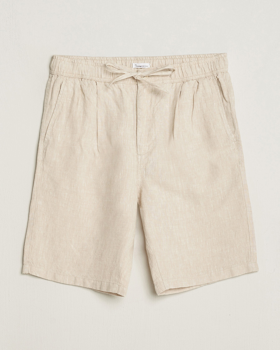 Mies | Shortsit | KnowledgeCotton Apparel | Loose Linen Shorts Light Feather Grey