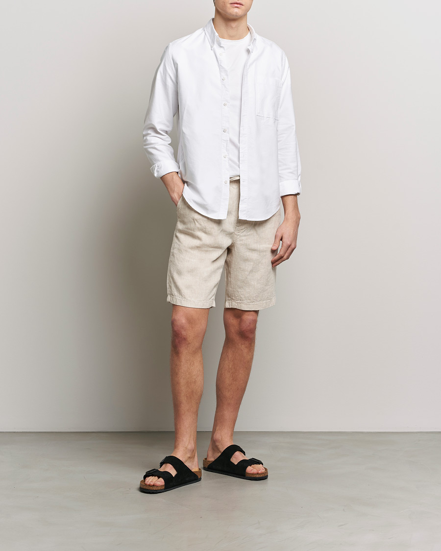 Mies | Shortsit | KnowledgeCotton Apparel | Loose Linen Shorts Light Feather Grey
