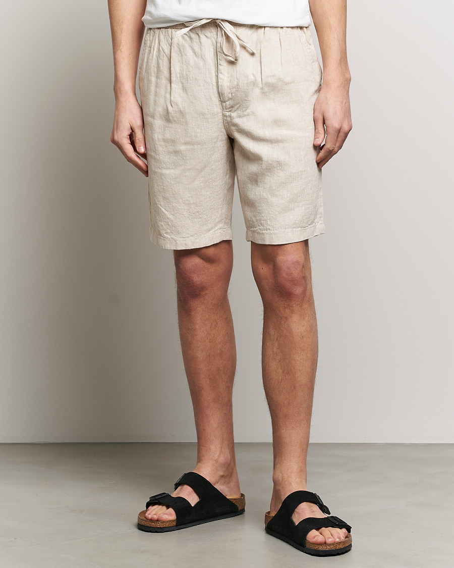 Mies | Shortsit | KnowledgeCotton Apparel | Loose Linen Shorts Light Feather Grey