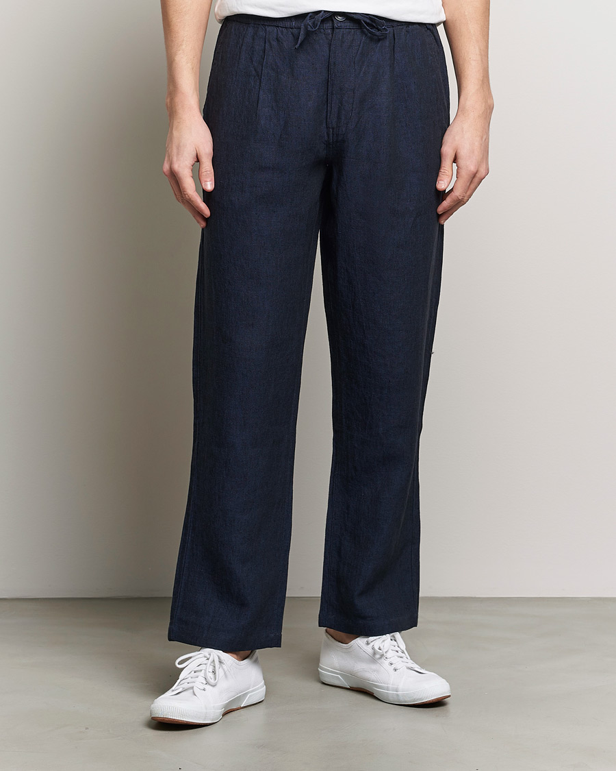 Mies | Housut | KnowledgeCotton Apparel | Loose Linen Pants Total Eclipse