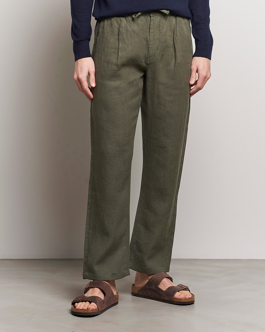 Mies | Housut | KnowledgeCotton Apparel | Loose Linen Pants Burnt Olive