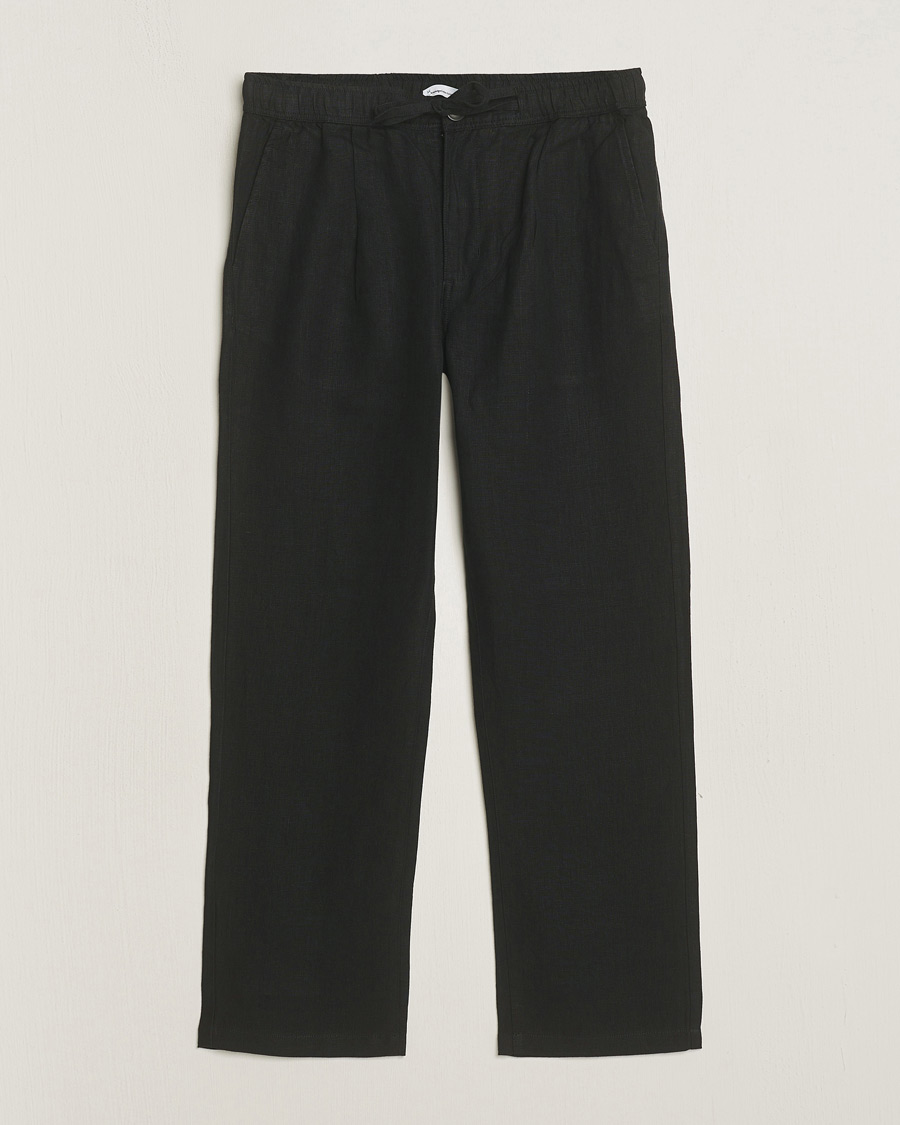 Mies | Housut | KnowledgeCotton Apparel | Loose Linen Pants Black