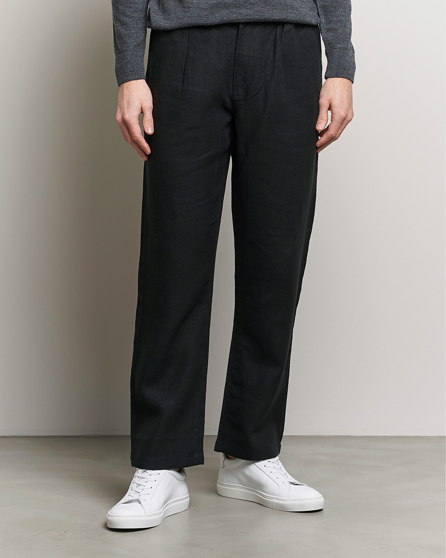 Mies | Housut | KnowledgeCotton Apparel | Loose Linen Pants Black