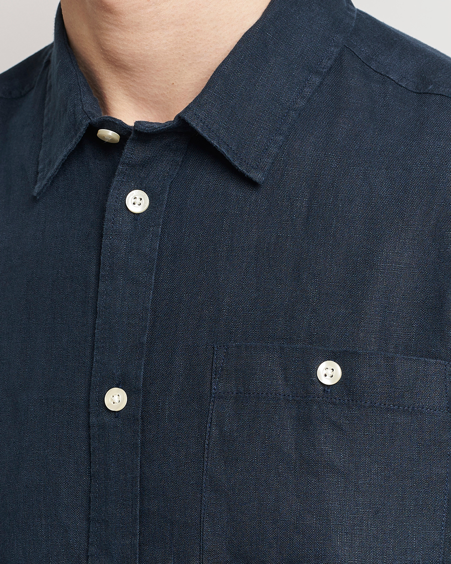 Mies | Kauluspaidat | KnowledgeCotton Apparel | Regular Linen Shirt Total Eclipse