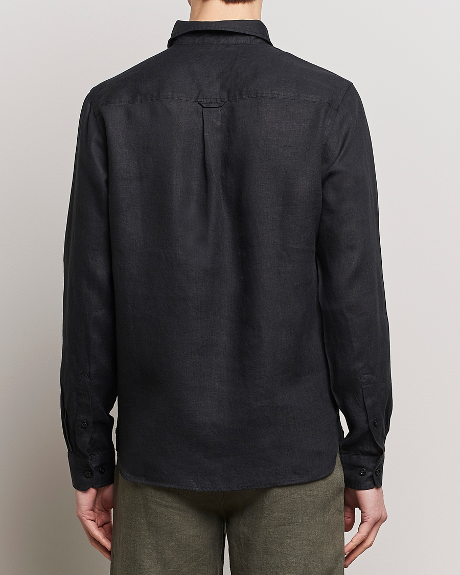 Mies | Kauluspaidat | KnowledgeCotton Apparel | Regular Linen Shirt Black