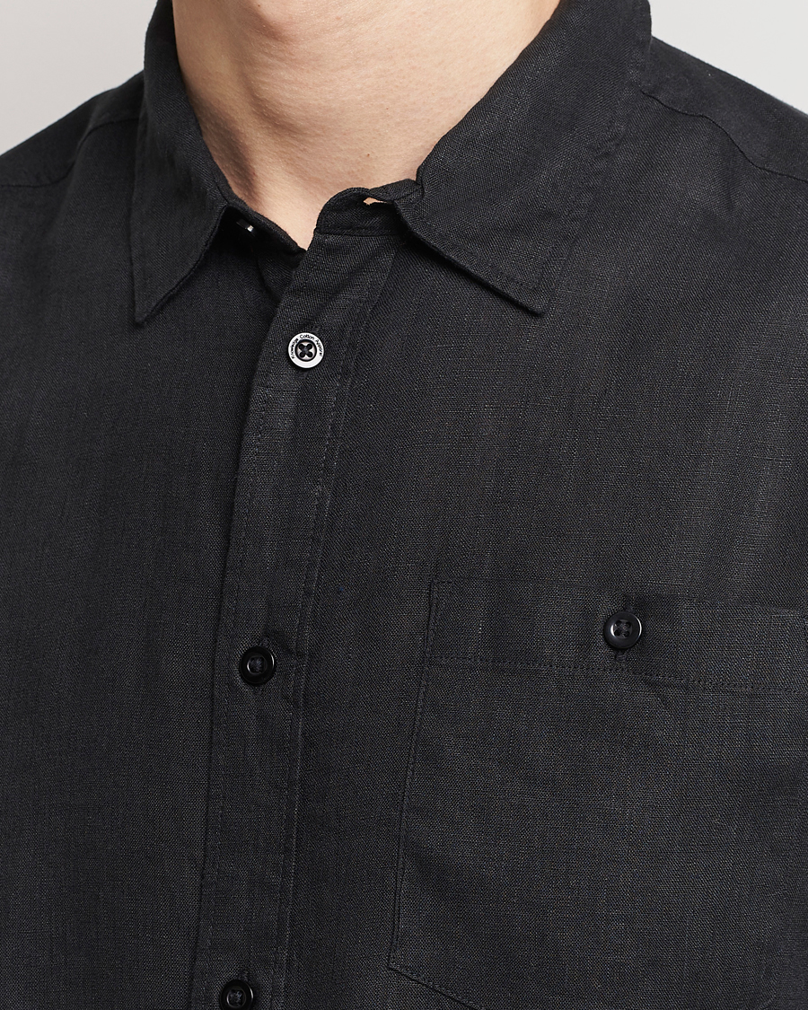 Mies | Kauluspaidat | KnowledgeCotton Apparel | Regular Linen Shirt Black