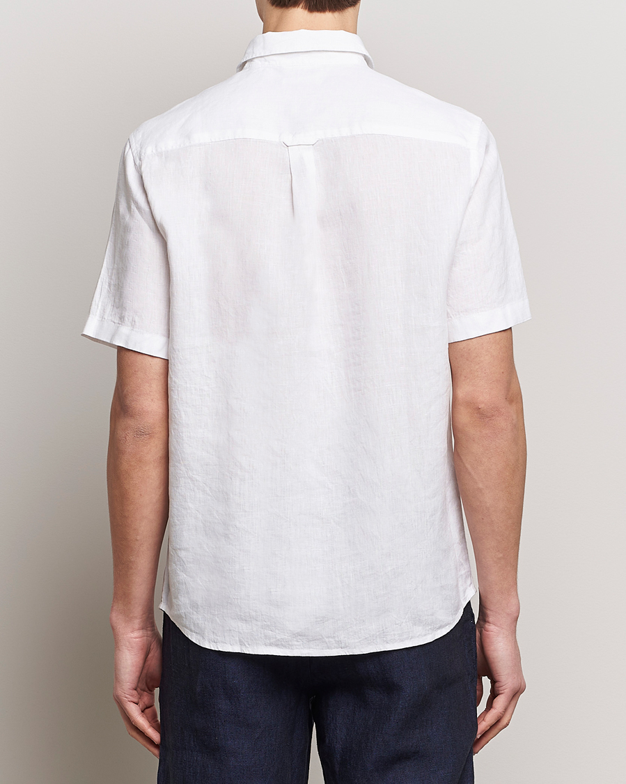 Mies | Kauluspaidat | KnowledgeCotton Apparel | Regular Short Sleeve Linen Shirt Bright White