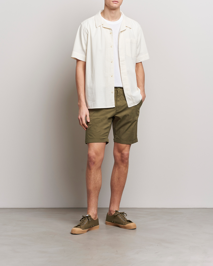 Mies | Shortsit | KnowledgeCotton Apparel | Regular Chino Poplin Shorts Burned Olive