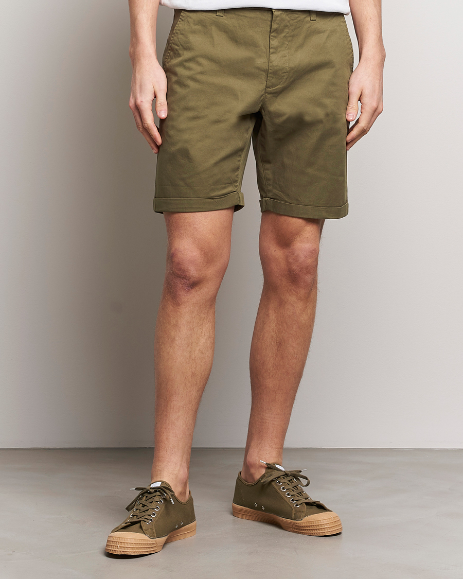 Mies | Shortsit | KnowledgeCotton Apparel | Regular Chino Poplin Shorts Burned Olive