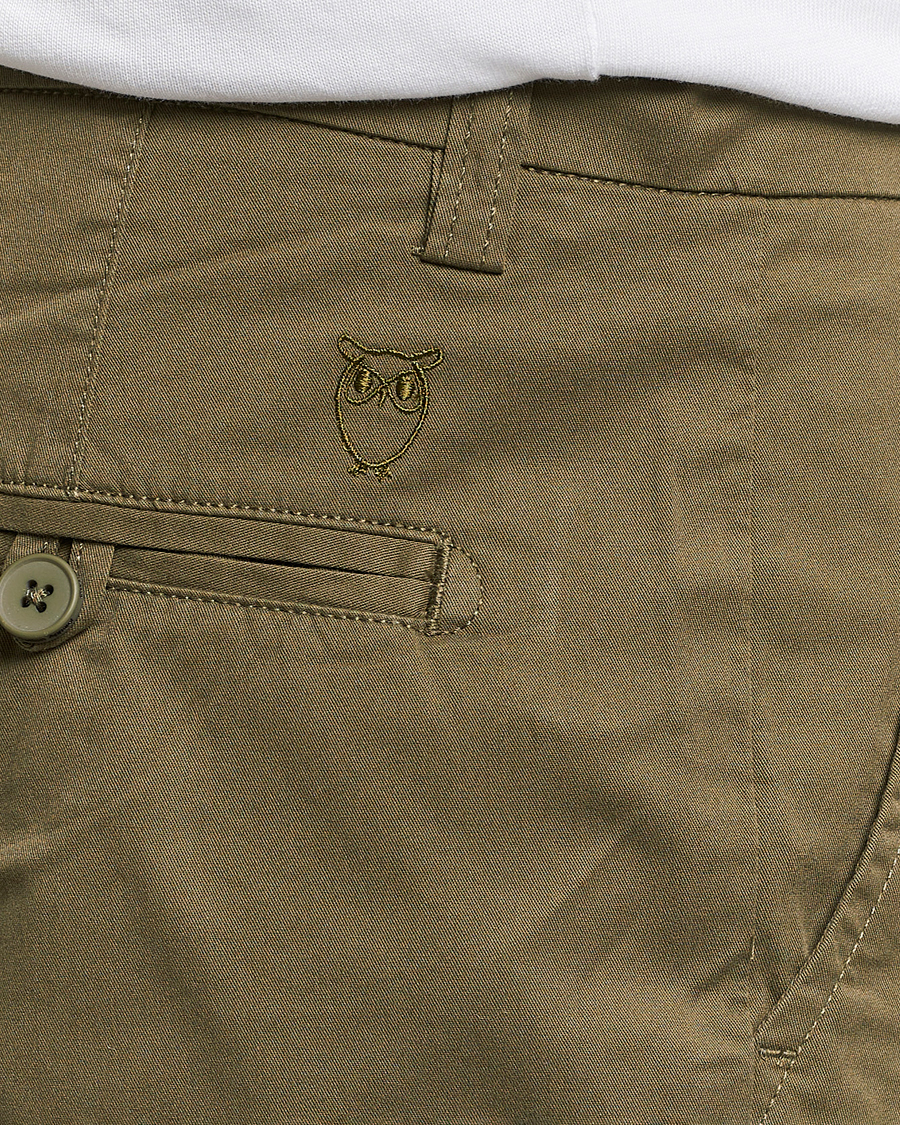 Mies | Shortsit | KnowledgeCotton Apparel | Regular Chino Poplin Shorts Burned Olive