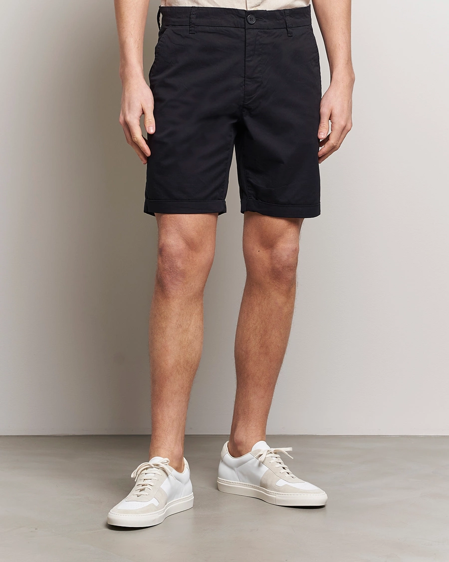 Herre | Chino shorts | KnowledgeCotton Apparel | Regular Chino Poplin Shorts Jet Black