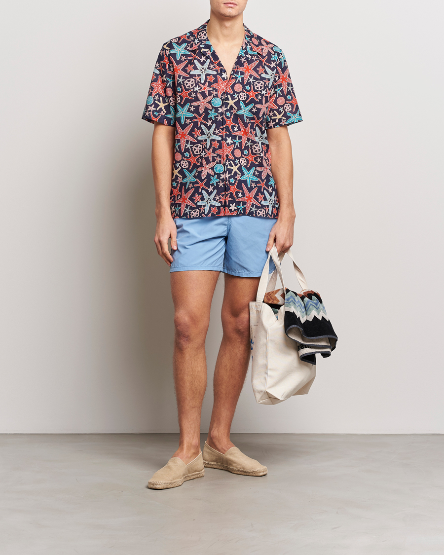 Mies | Kauluspaidat | Vilebrequin | Charli Cotton/Linen Short Sleeve Shirt Bleu Marine
