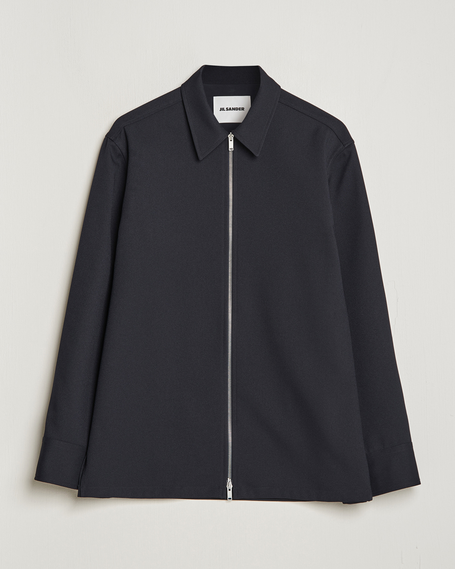 Mies | Kauluspaidat | Jil Sander | Full Zip Overshirt Midnight