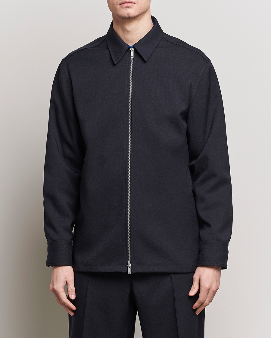 Mies | Kauluspaidat | Jil Sander | Full Zip Overshirt Midnight
