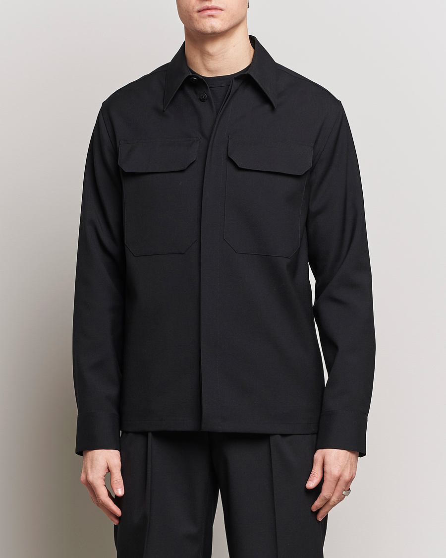 Mies | Kauluspaidat | Jil Sander | Double Pocket Overshirt Black