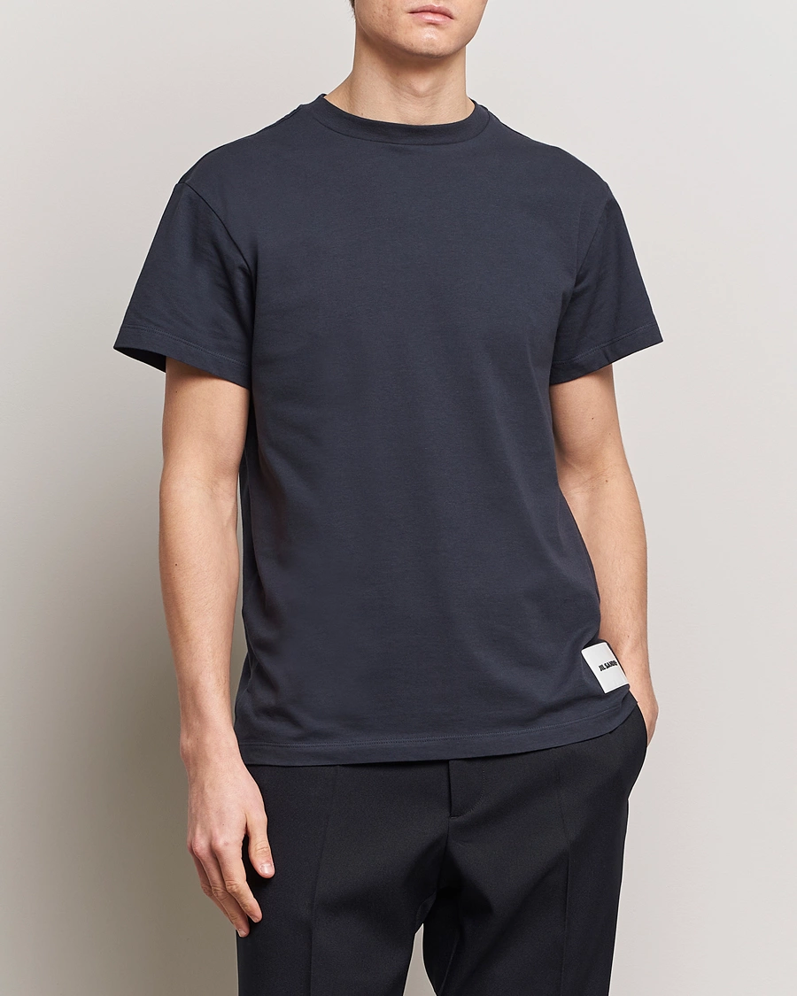 Mies | Jil Sander | Jil Sander | 3-Pack Bottom Logo T-Shirts White/Navy/Black