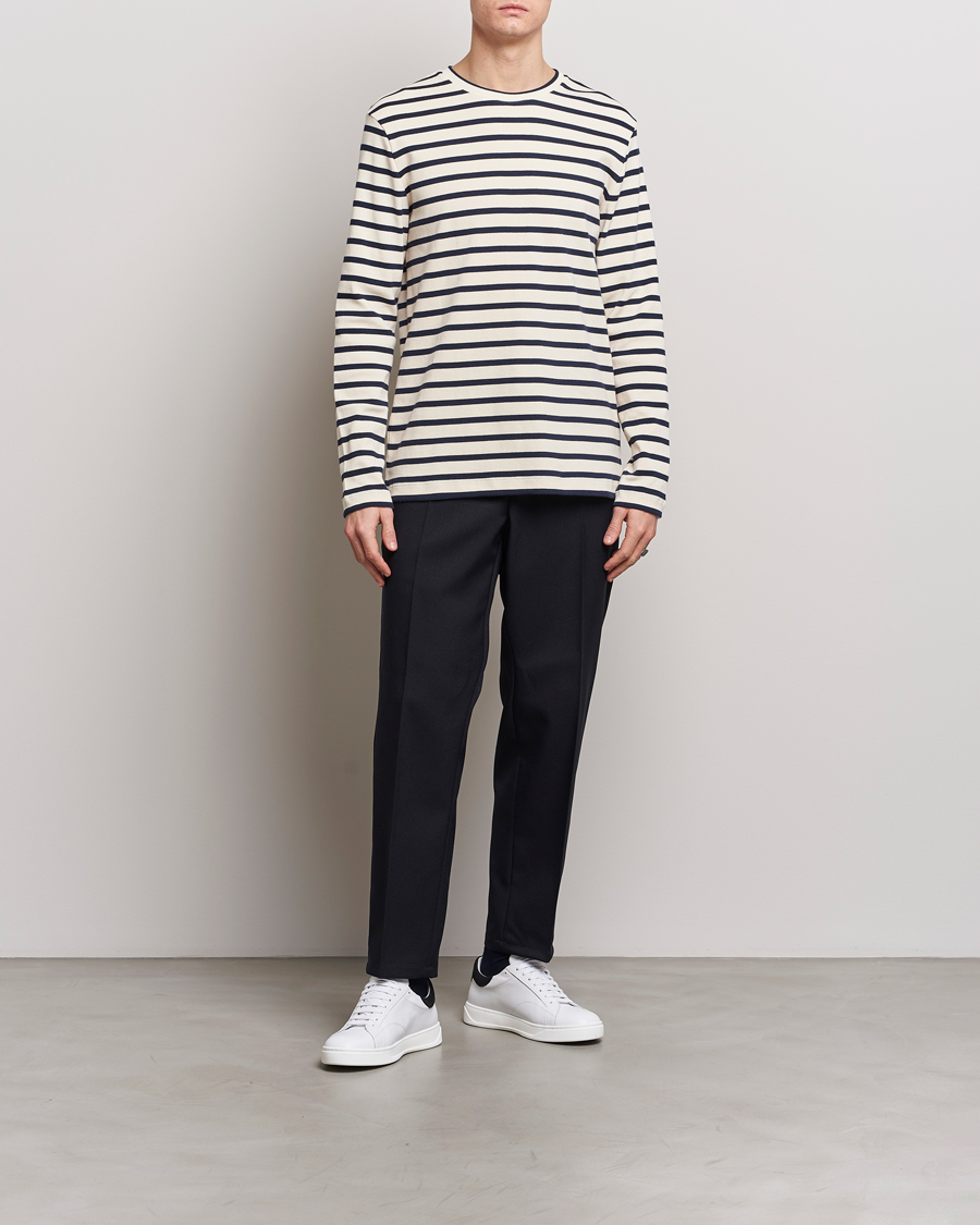Mies | T-paidat | Jil Sander | Long Sleeve Rib Cotton T-Shirt Marine Stripes