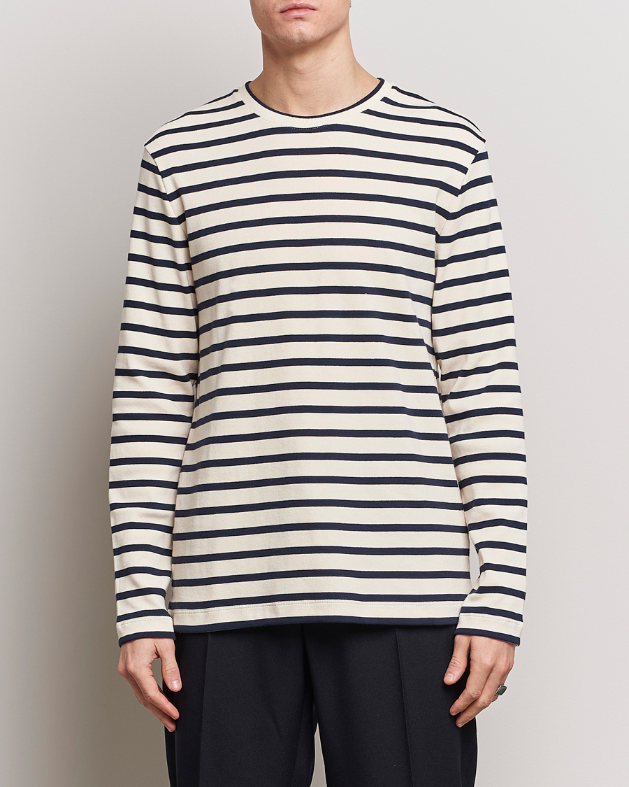 Mies | T-paidat | Jil Sander | Long Sleeve Rib Cotton T-Shirt Marine Stripes