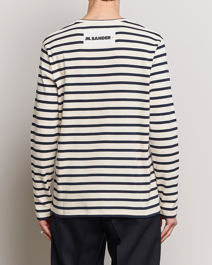 Mies | T-paidat | Jil Sander | Long Sleeve Rib Cotton T-Shirt Marine Stripes