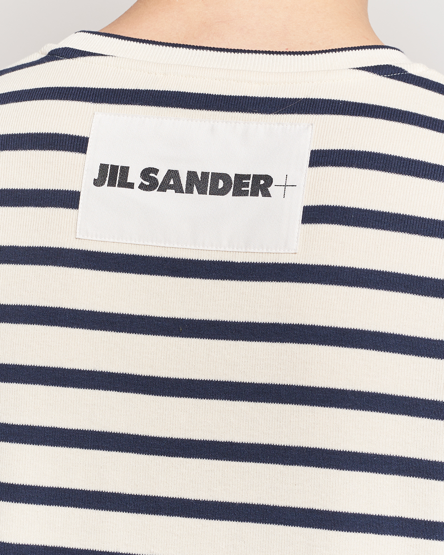 Mies | T-paidat | Jil Sander | Long Sleeve Rib Cotton T-Shirt Marine Stripes