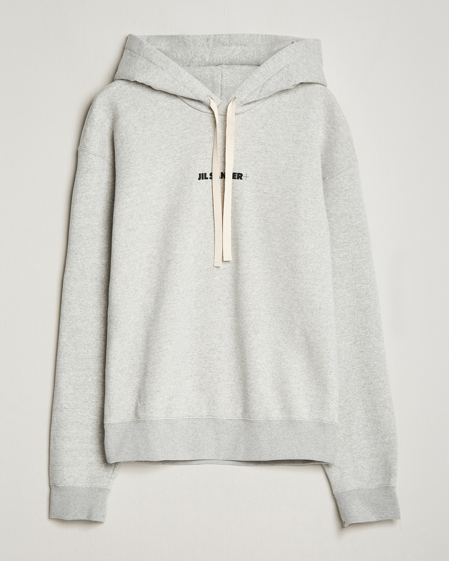 Mies | Puserot | Jil Sander | Small Logo Cotton Hoodie Light Grey