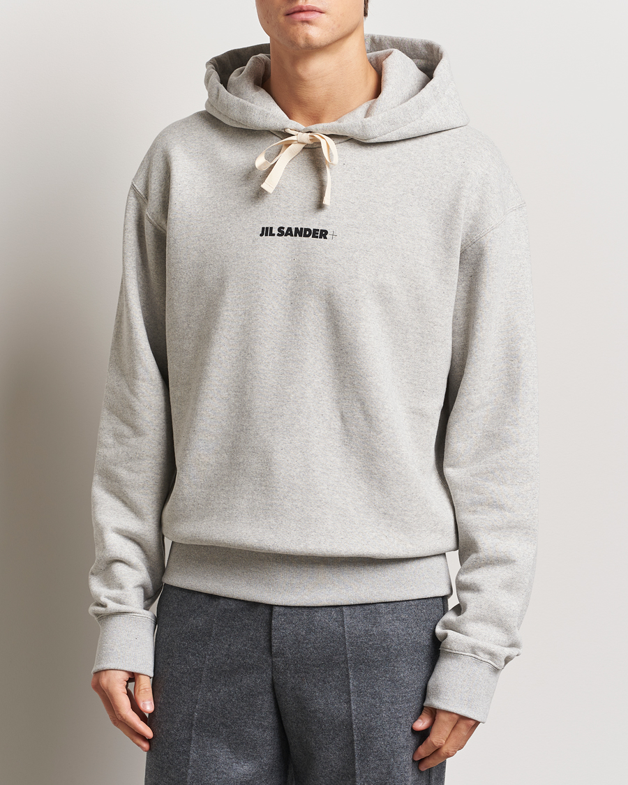 Mies | Puserot | Jil Sander | Small Logo Cotton Hoodie Light Grey