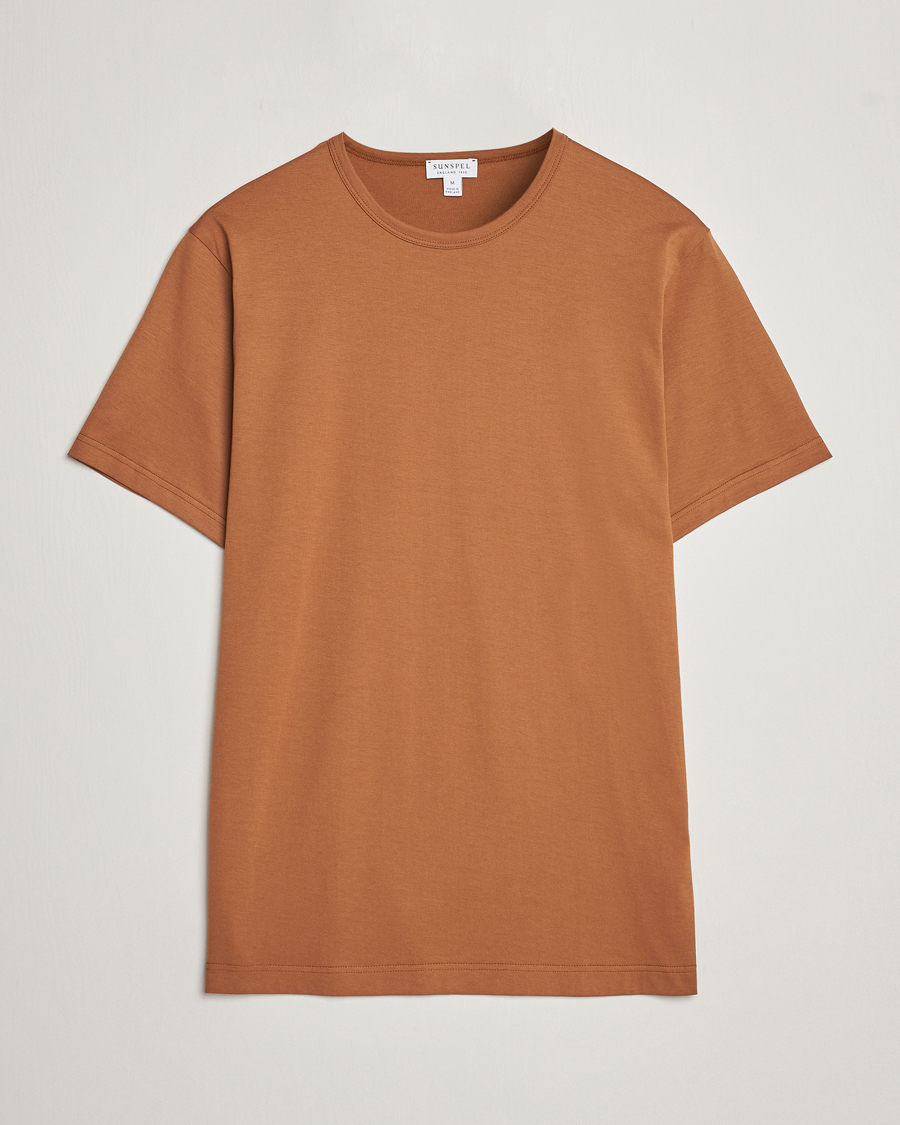 Mies | T-paidat | Sunspel | Crew Neck Cotton Tee Dark Camel
