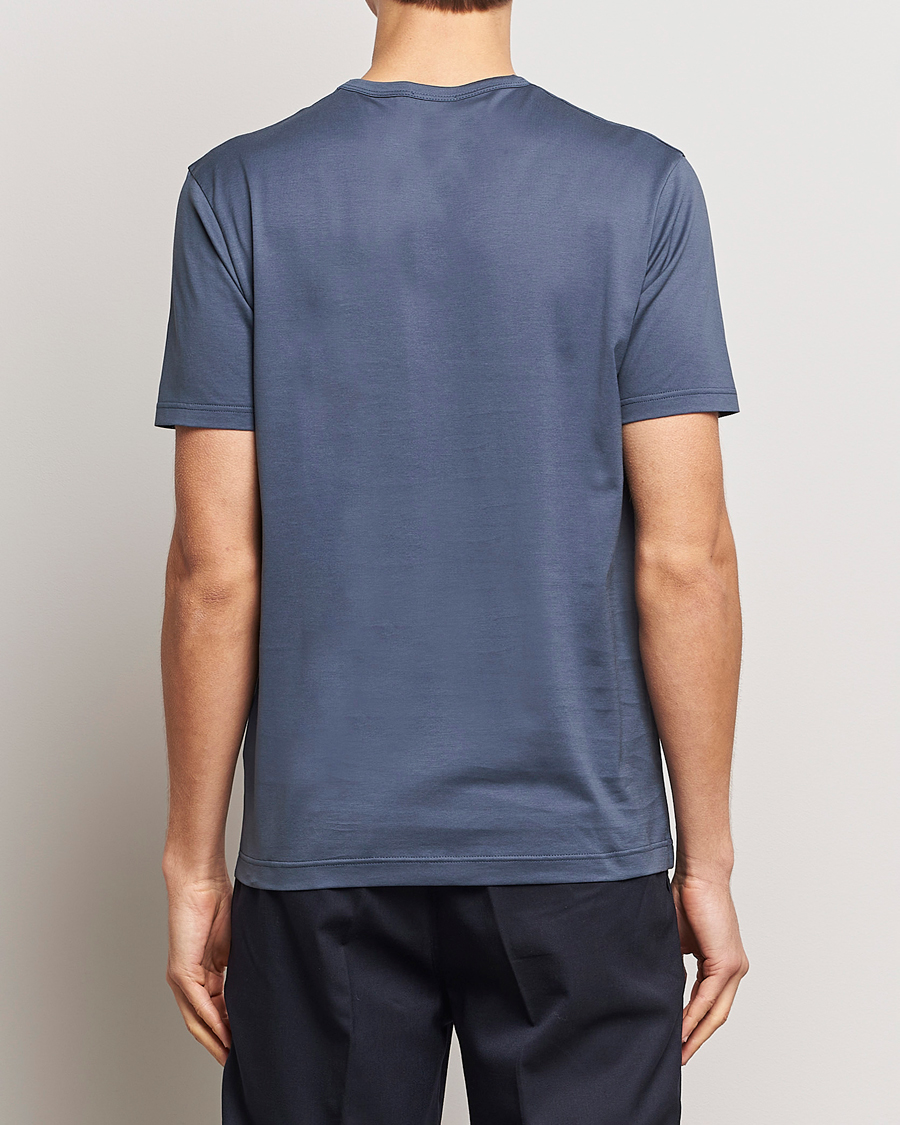 Mies | T-paidat | Sunspel | Crew Neck Q82 Cotton T-Shirt Slate Blue