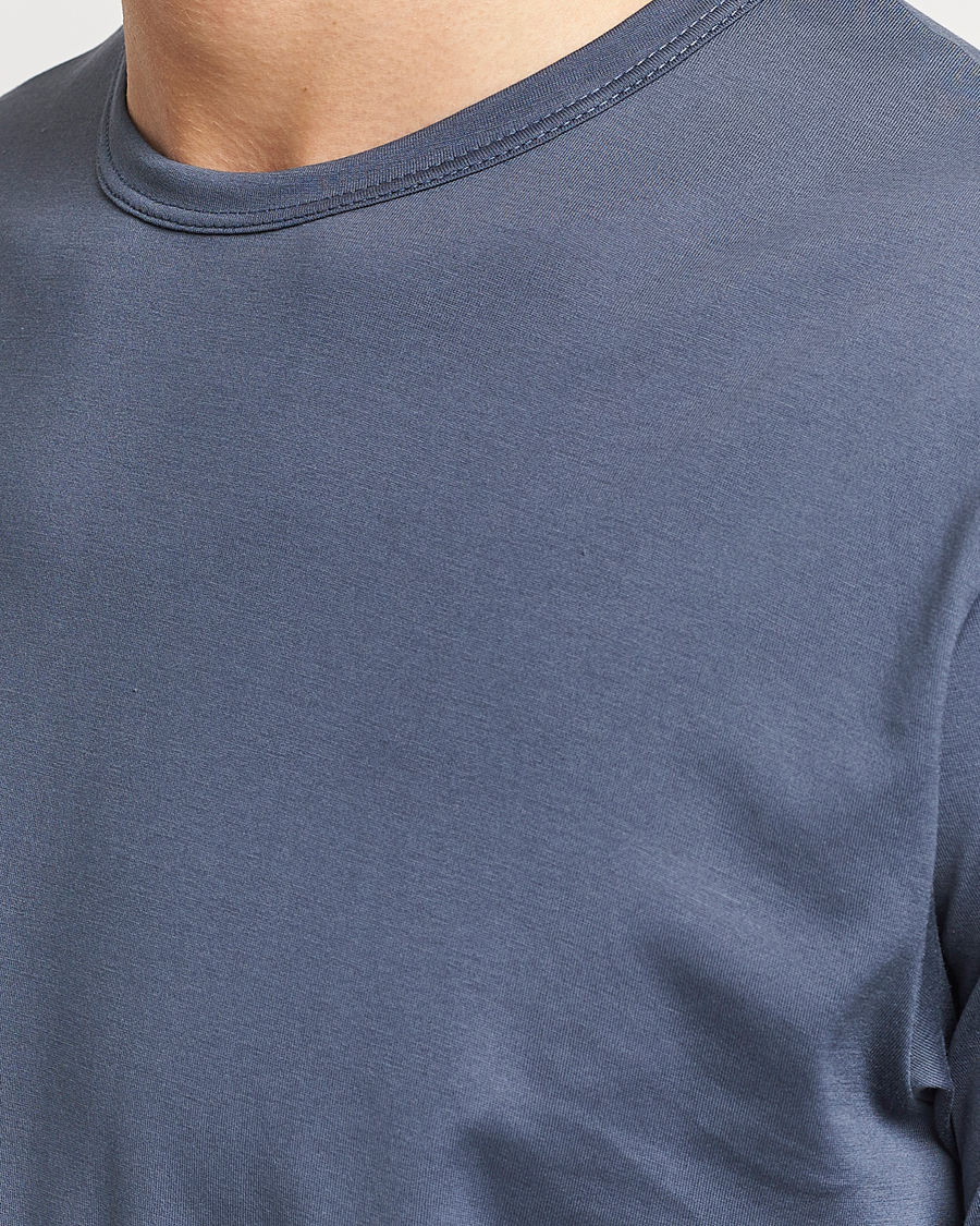 Mies | T-paidat | Sunspel | Crew Neck Q82 Cotton T-Shirt Slate Blue
