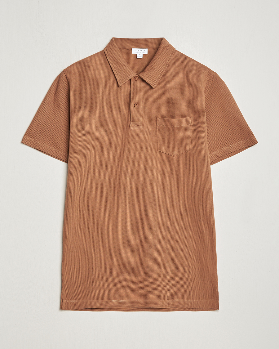 Mies | Pikeet | Sunspel | Riviera Polo Shirt Dark Camel