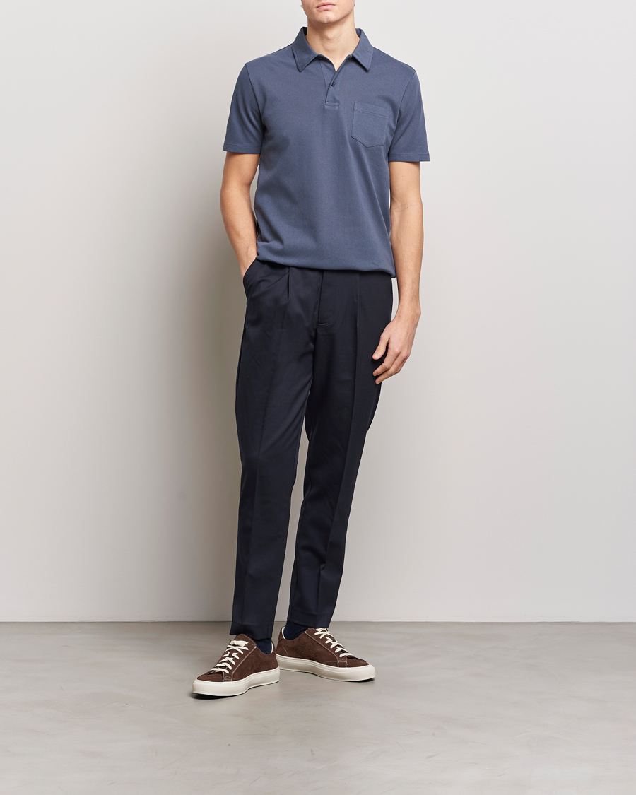 Mies | Pikeet | Sunspel | Riviera Polo Shirt Slate Blue