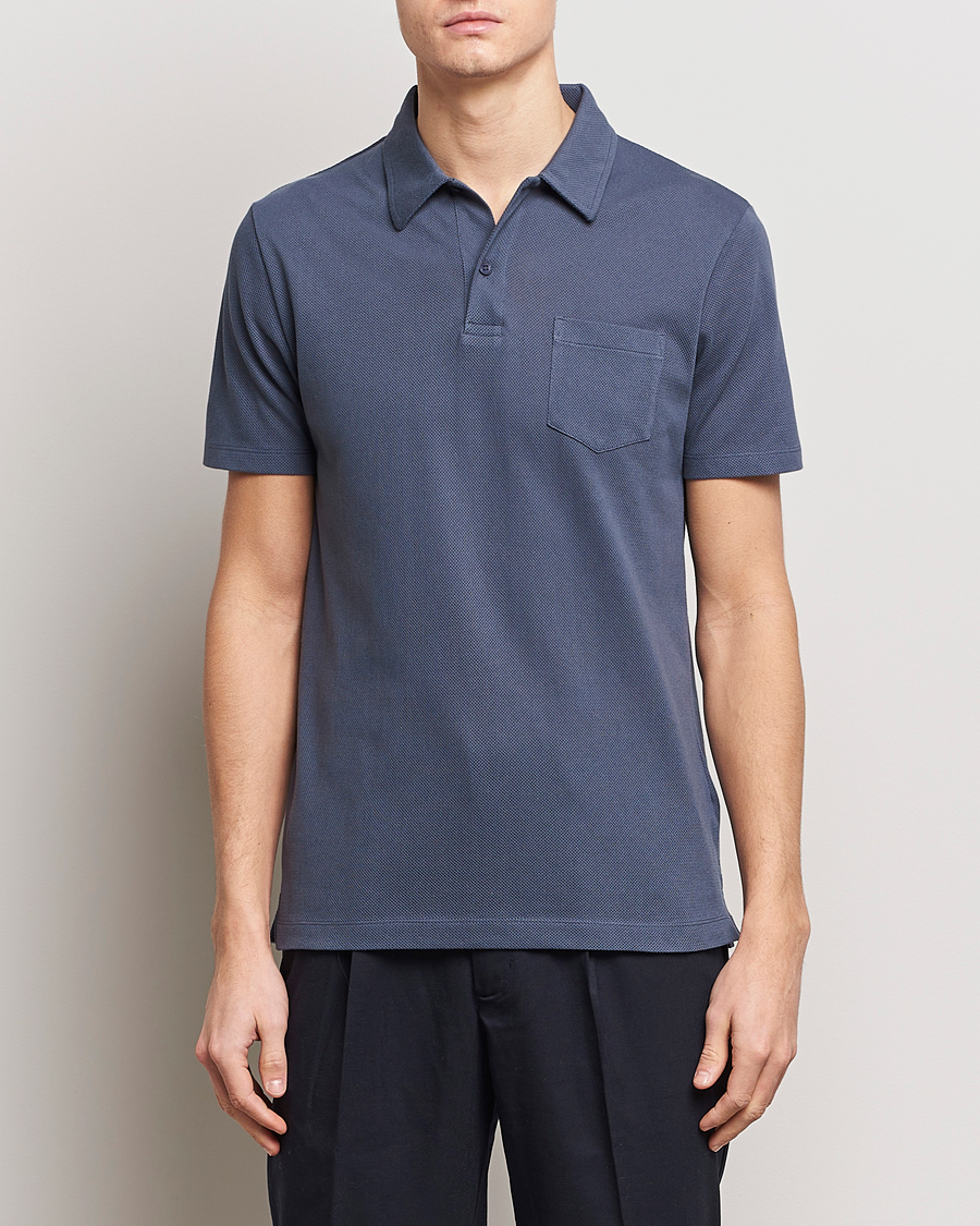 Mies | Lyhythihaiset pikeepaidat | Sunspel | Riviera Polo Shirt Slate Blue