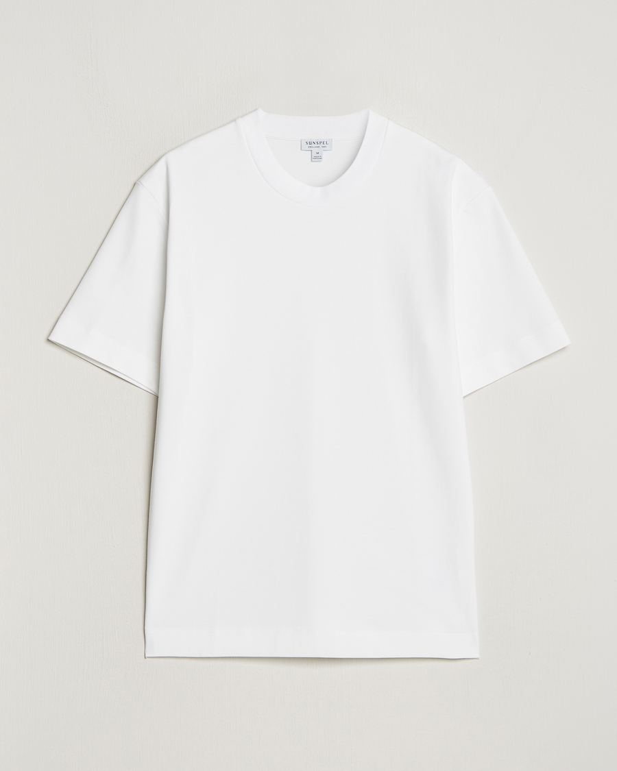 Mies | T-paidat | Sunspel | Heavyweight Mock Neck T-Shirt White
