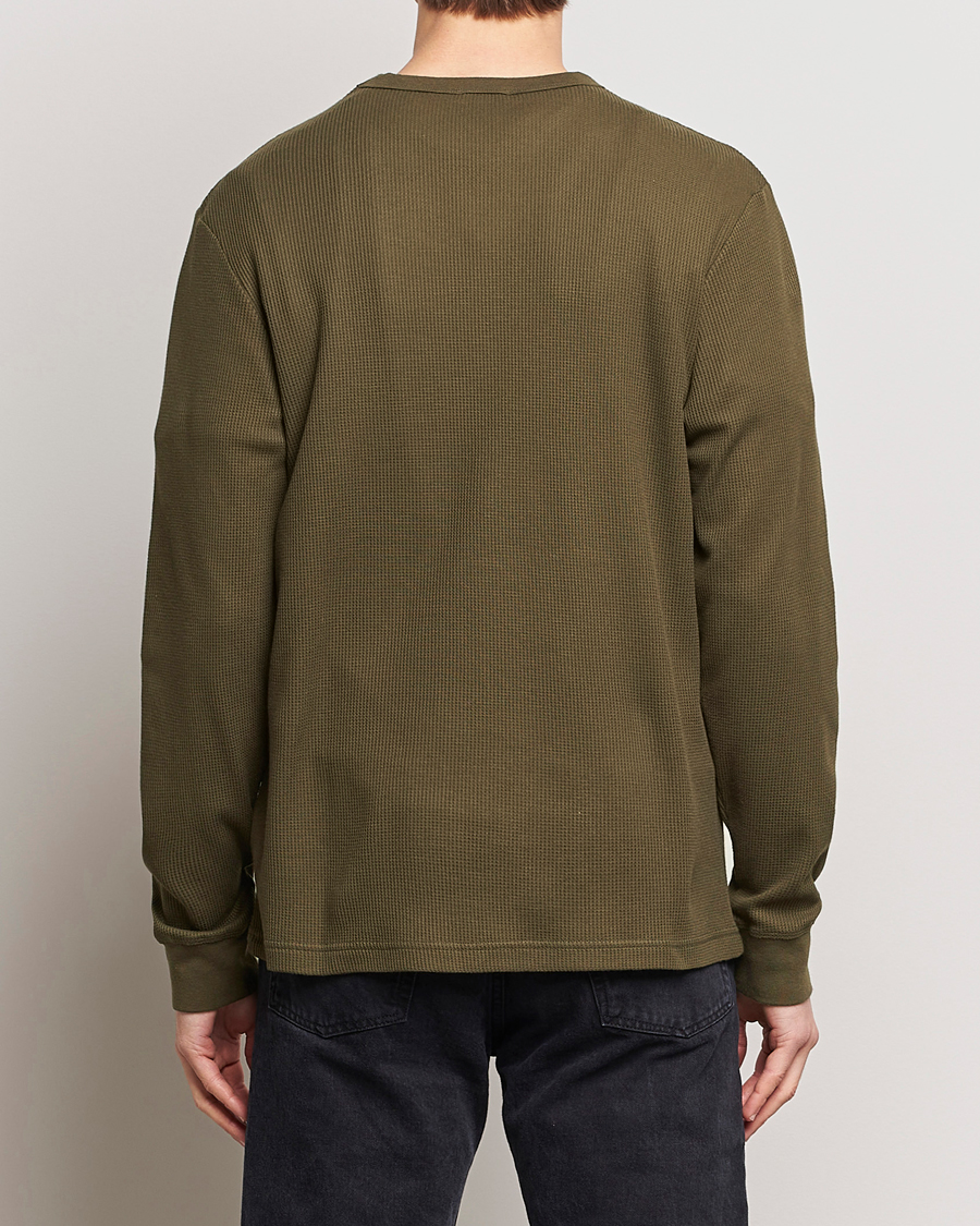 Mies | T-paidat | Sunspel | Long Sleeve Waffle T-Shirt Dark Olive