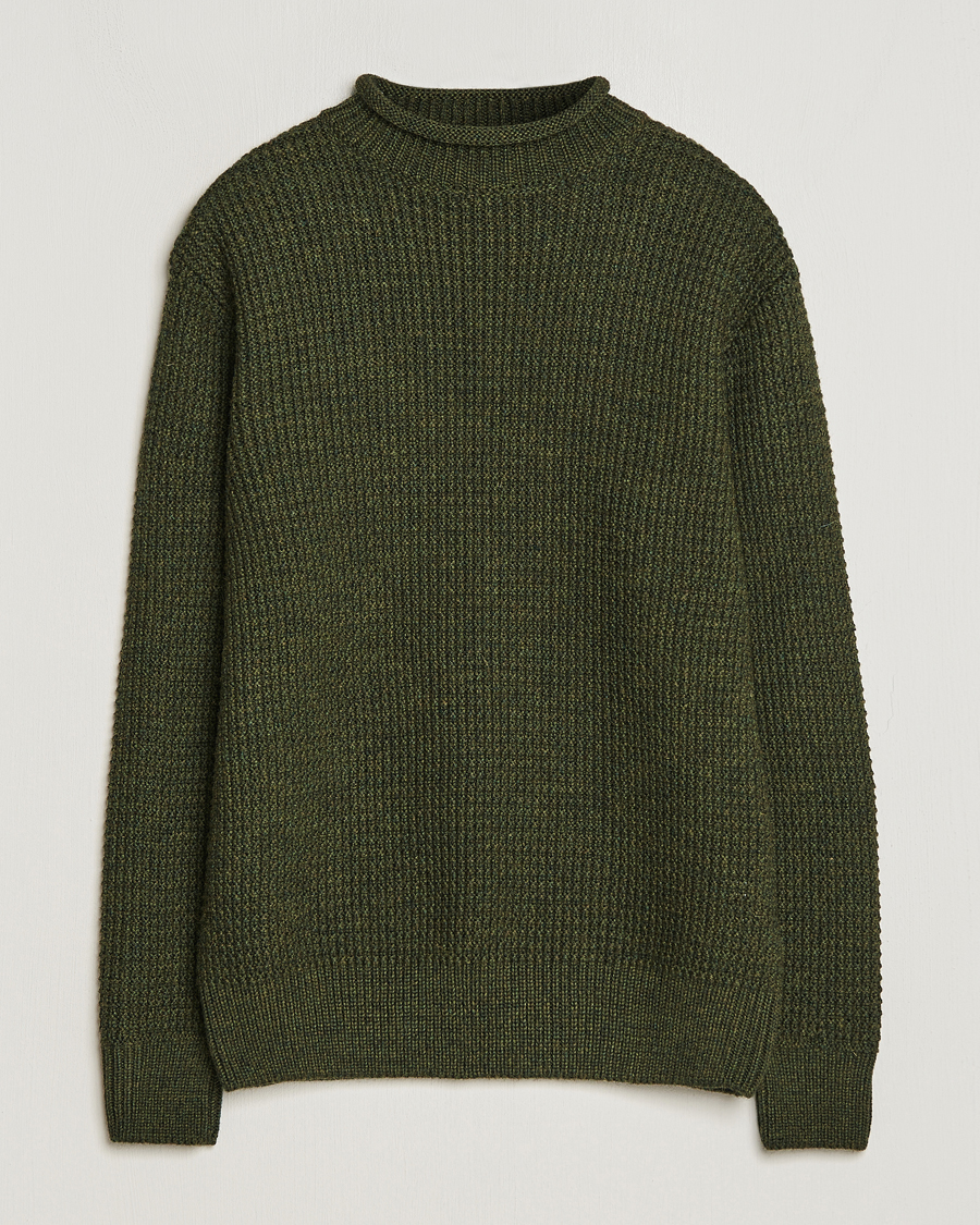 Mies | Puserot | Sunspel | Fisherman Merino Wool Jumper Dark Olive