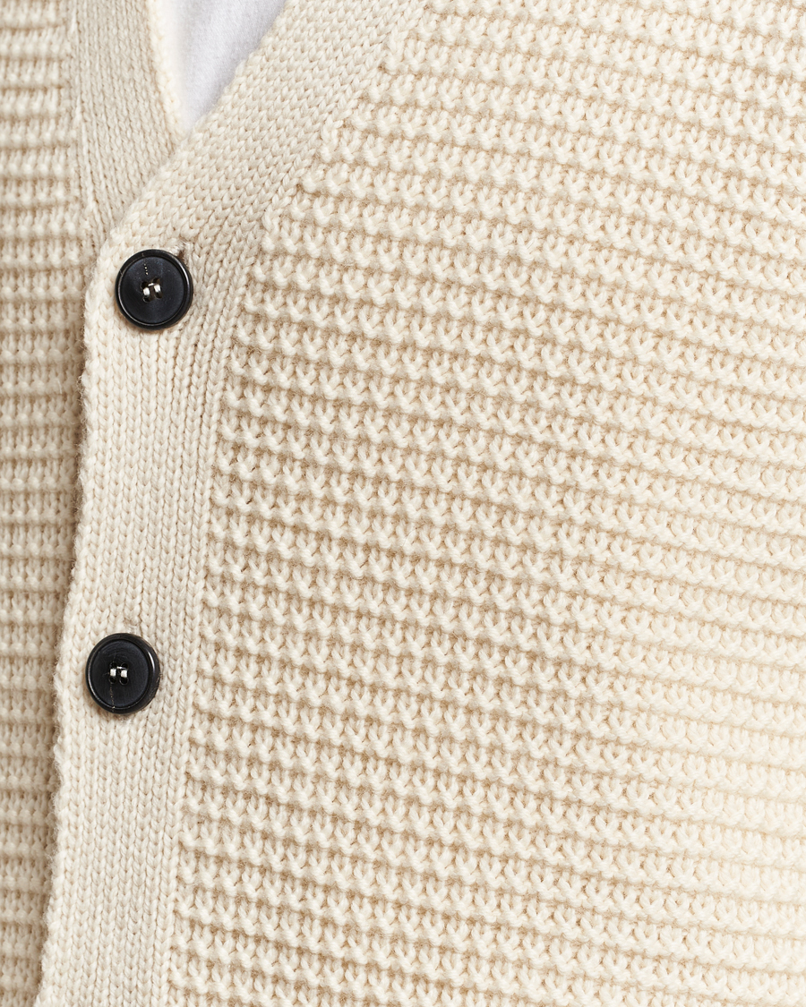 Mies | Puserot | Sunspel | Fisherman Merino Wool Cardigan Ecru