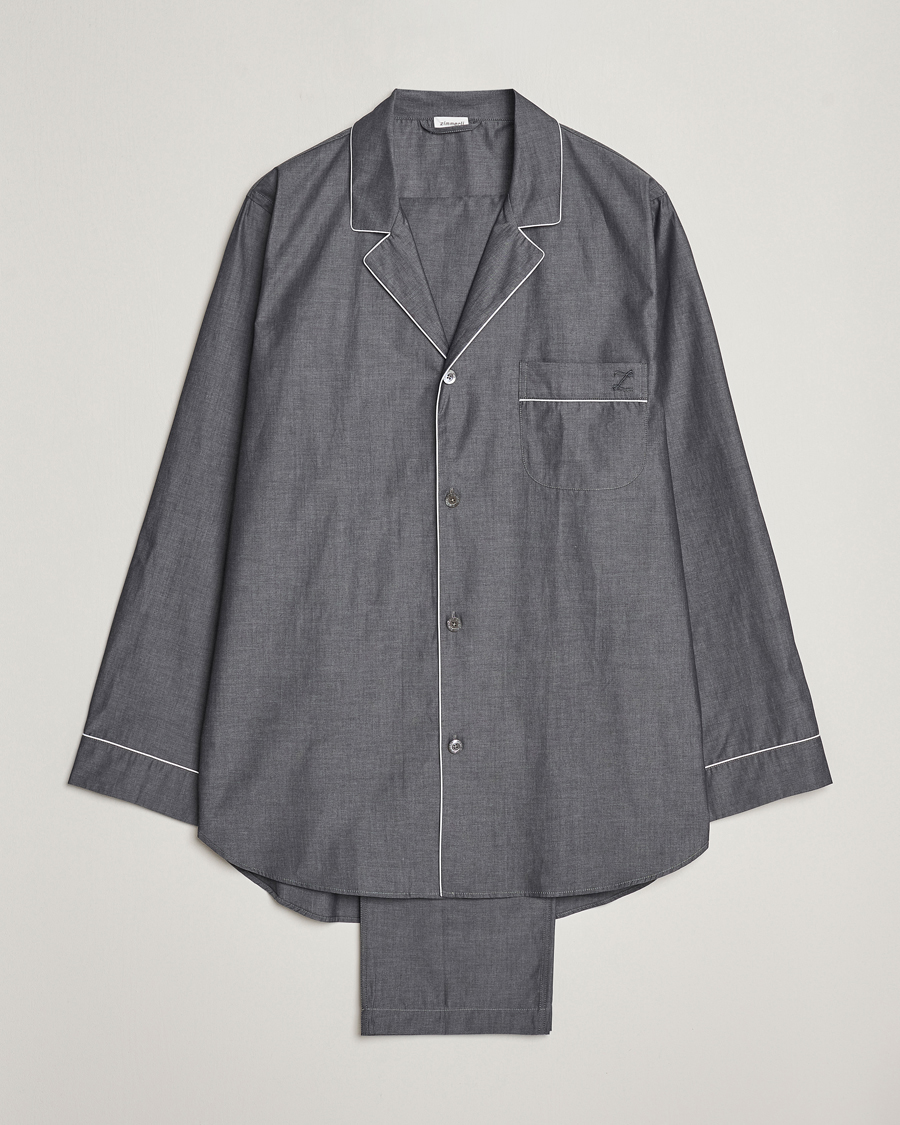 Mies | Yöpuvut ja kylpytakit | Zimmerli of Switzerland | Mercerised Cotton Pyjamas Dark Grey