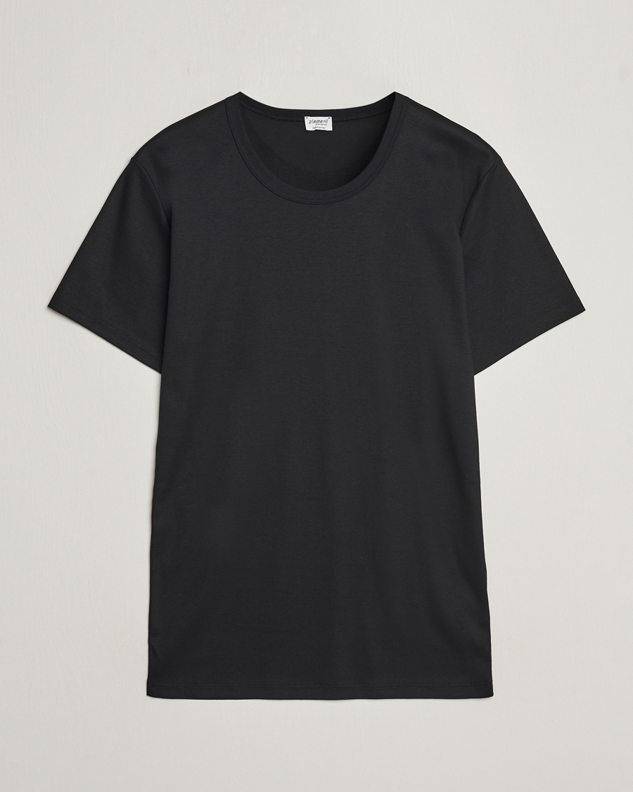Mies | Zimmerli of Switzerland | Zimmerli of Switzerland | Mercerized Cotton Crew Neck T-Shirt Black